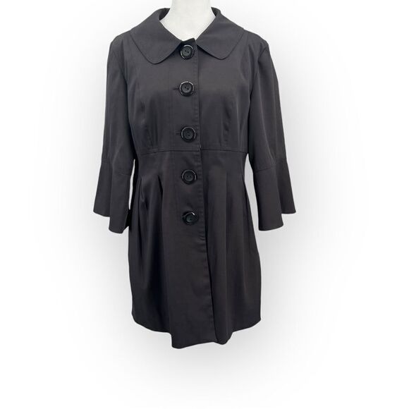 AB Studio Raincoat Button Front Bell Sleeves in Brown/Gray women’s Size 4 - Picture 1 of 9